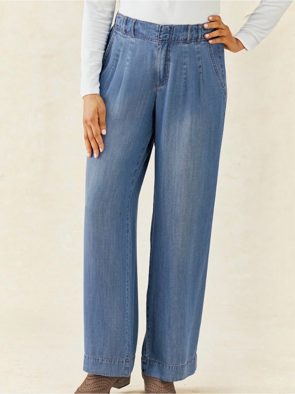 Coldwater Creek Willow Wide Leg Summer Weight Tencel Jeans 18 NWT